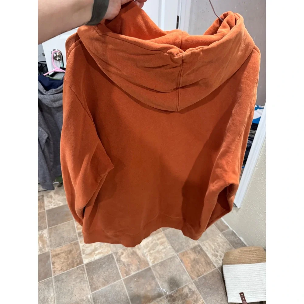 The North Face Mens Burnt Orange Graphic Logo Pullover Hoodie Size Large L